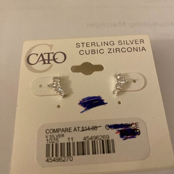 Cato Sterling Silver 925 Small Earrings - Picture 4 of 4